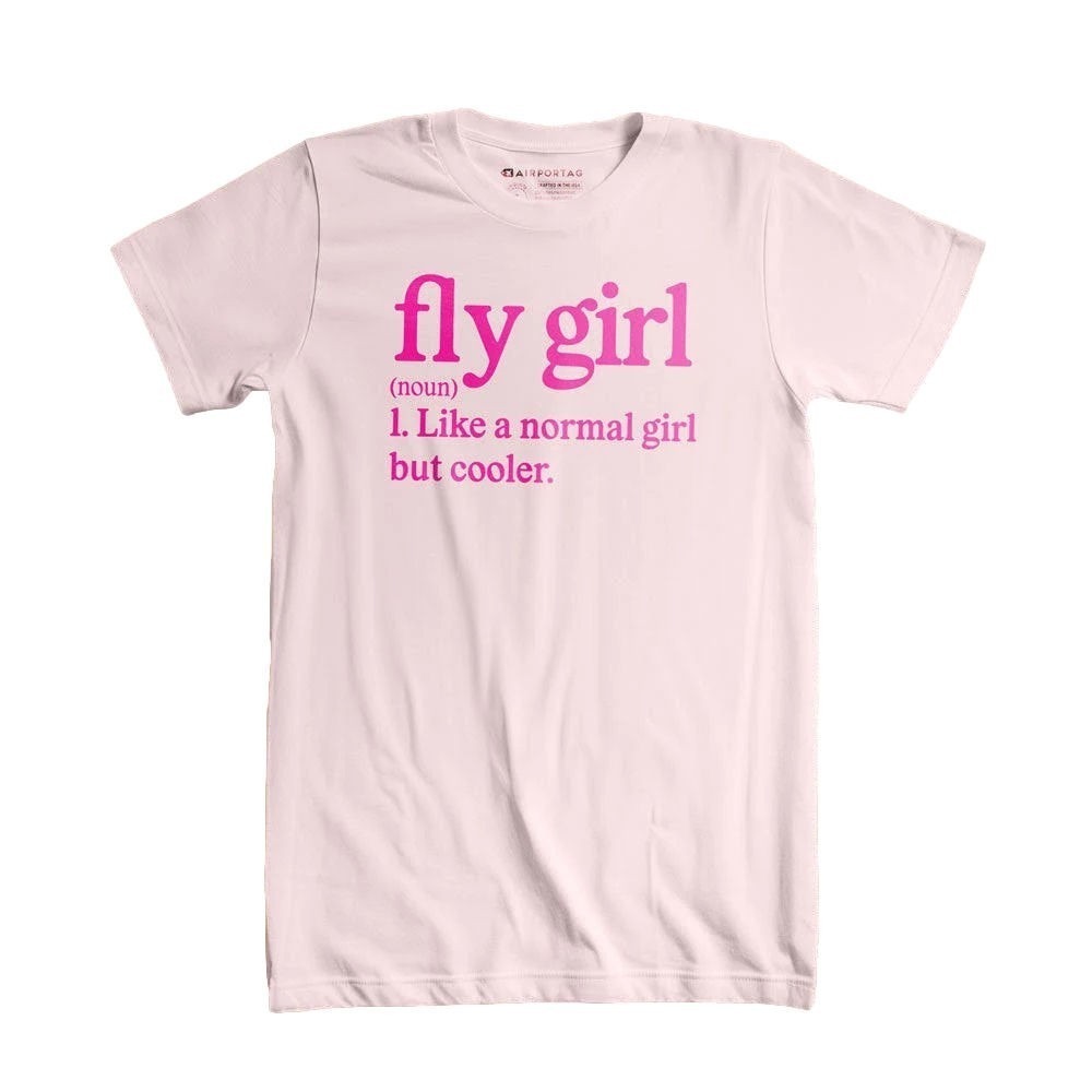 Airportag Unisex Fly Girl Airlume Combed Short Sleeve‎ T-Shirt - Pink - Small